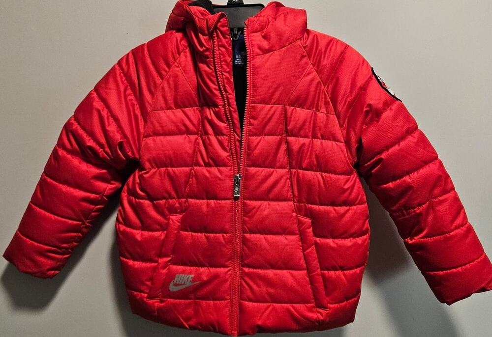 Nike Just Do It Red & Black Kids Puffer Winter Jacket 4 XS  (98-104CM, 3-4YRS)